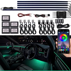 18 in 1 Car LED Ambient Light RGB Neon 64 Color Acrylic Strip For Auto Interior Lighting Accessories Decorations Atmosphere Lamp