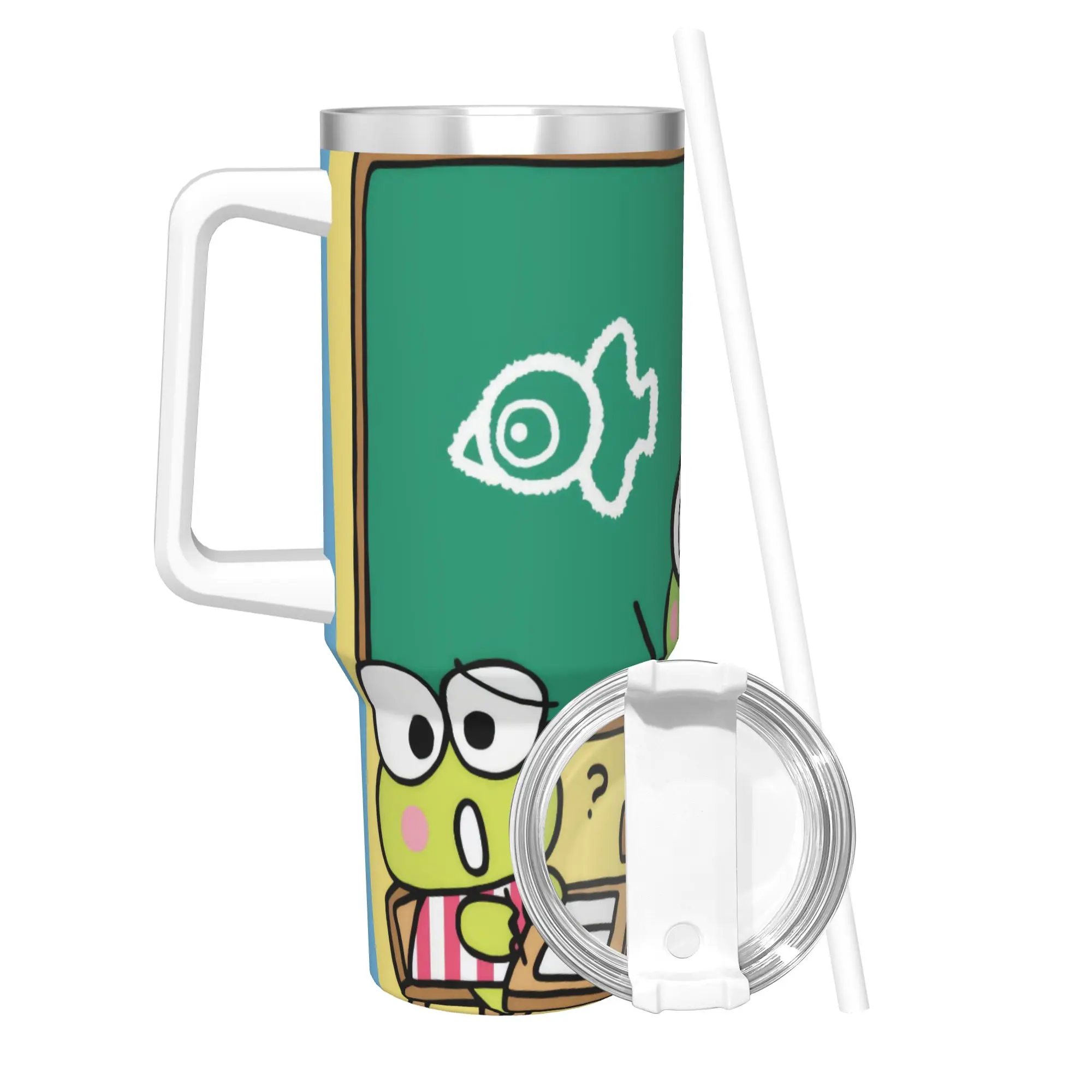 

Стакан из нержавеющей стали с рисунком лягушки Кероппи, кофейная кружка, изолированные кружки для горячих напитков, чашка, дорожная бутылка для воды