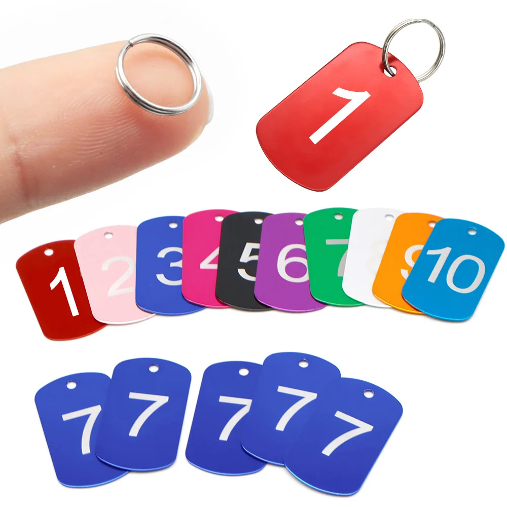 Number Tag Rectangular Aluminum Dog Plate Personalized Customized Keyring Club ID Card Anti-lost Series Keychain