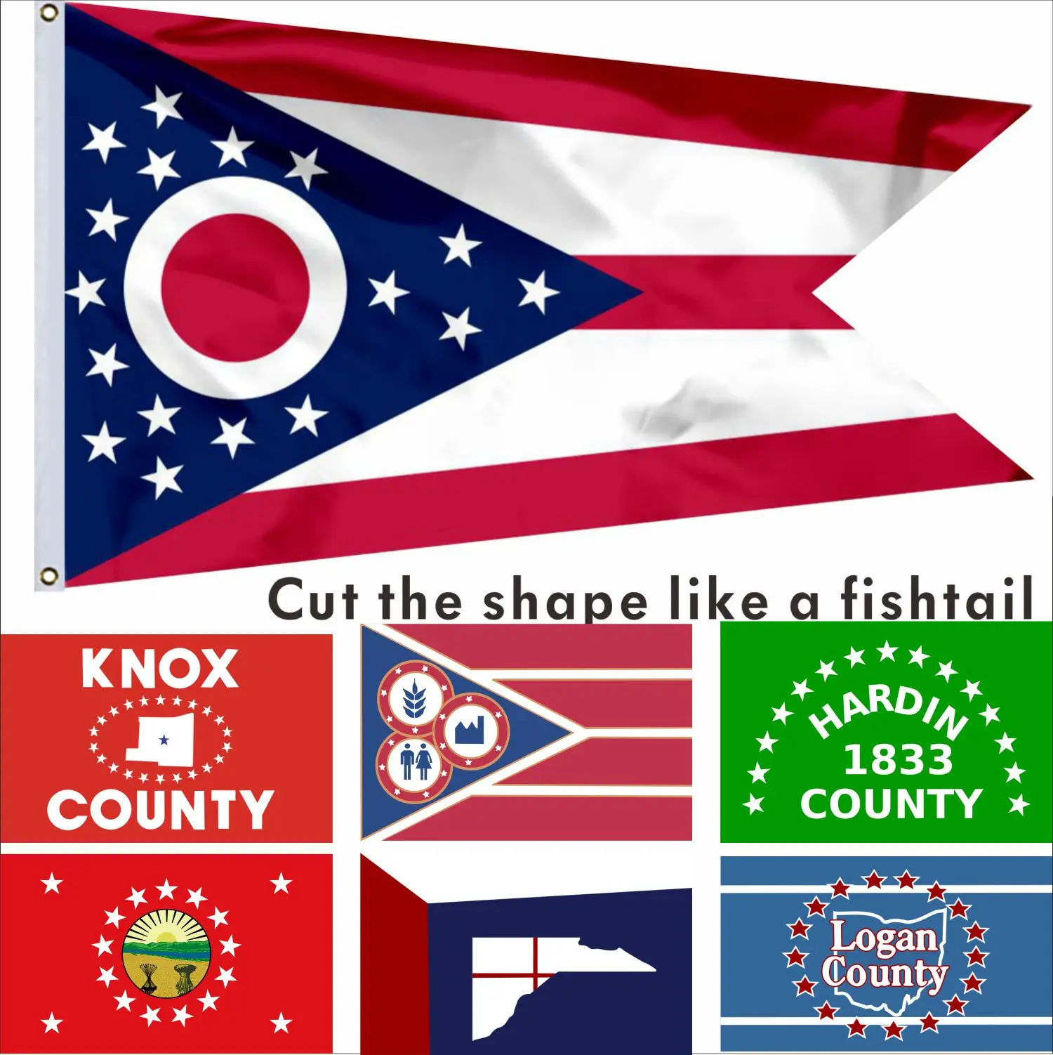 

Флаг США, округ Огайо, 90x150 см, Hardin 3x5 футов, флаги США, гуанрика Логан, флаги США и Лукас