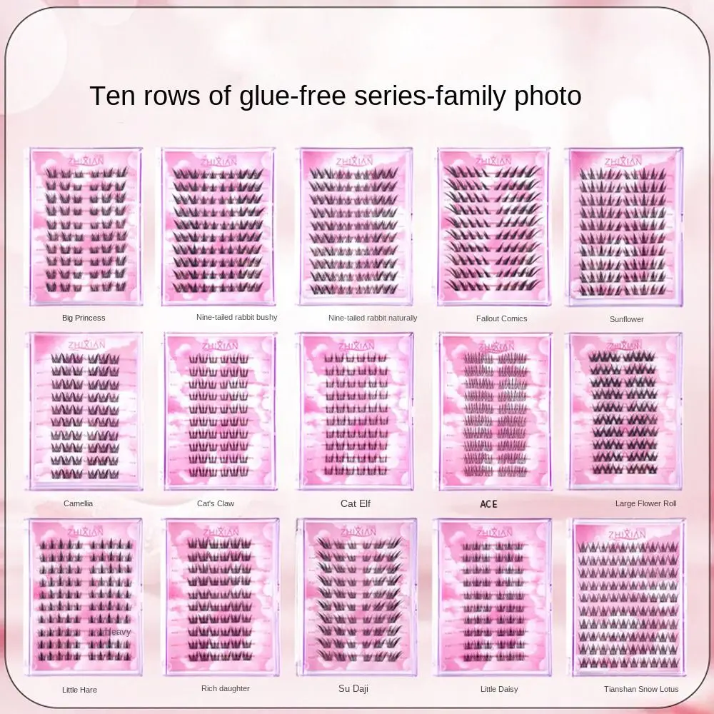 Popular With Glue Strips Manga Lashes Glue Free Anime Cosplay Segmented False Eyelashes Handmade DIY Fake Lashes Men