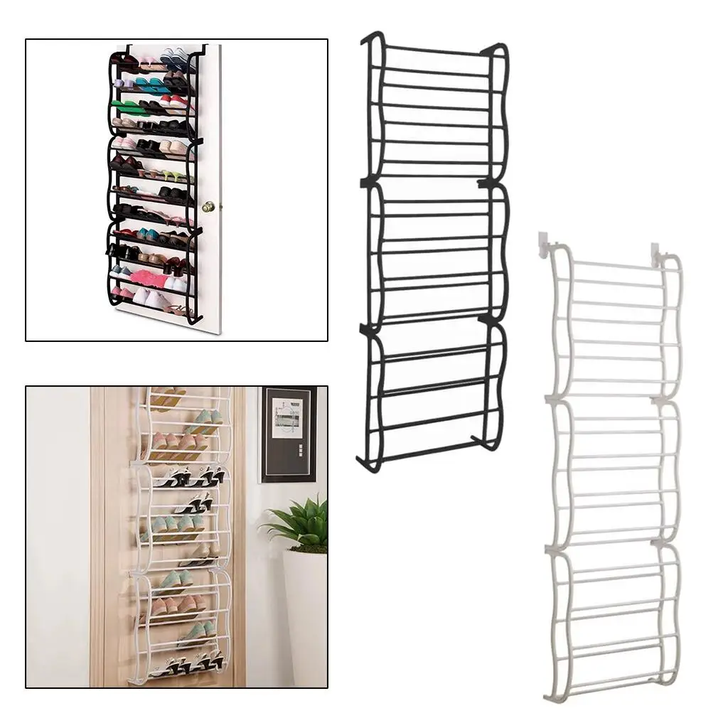 12 Tier 36 Pair Shoe Holder Organiser Over Door Hanging Shoe Shelf Rack Storage for Apartments, Dorms, Solid and Durable