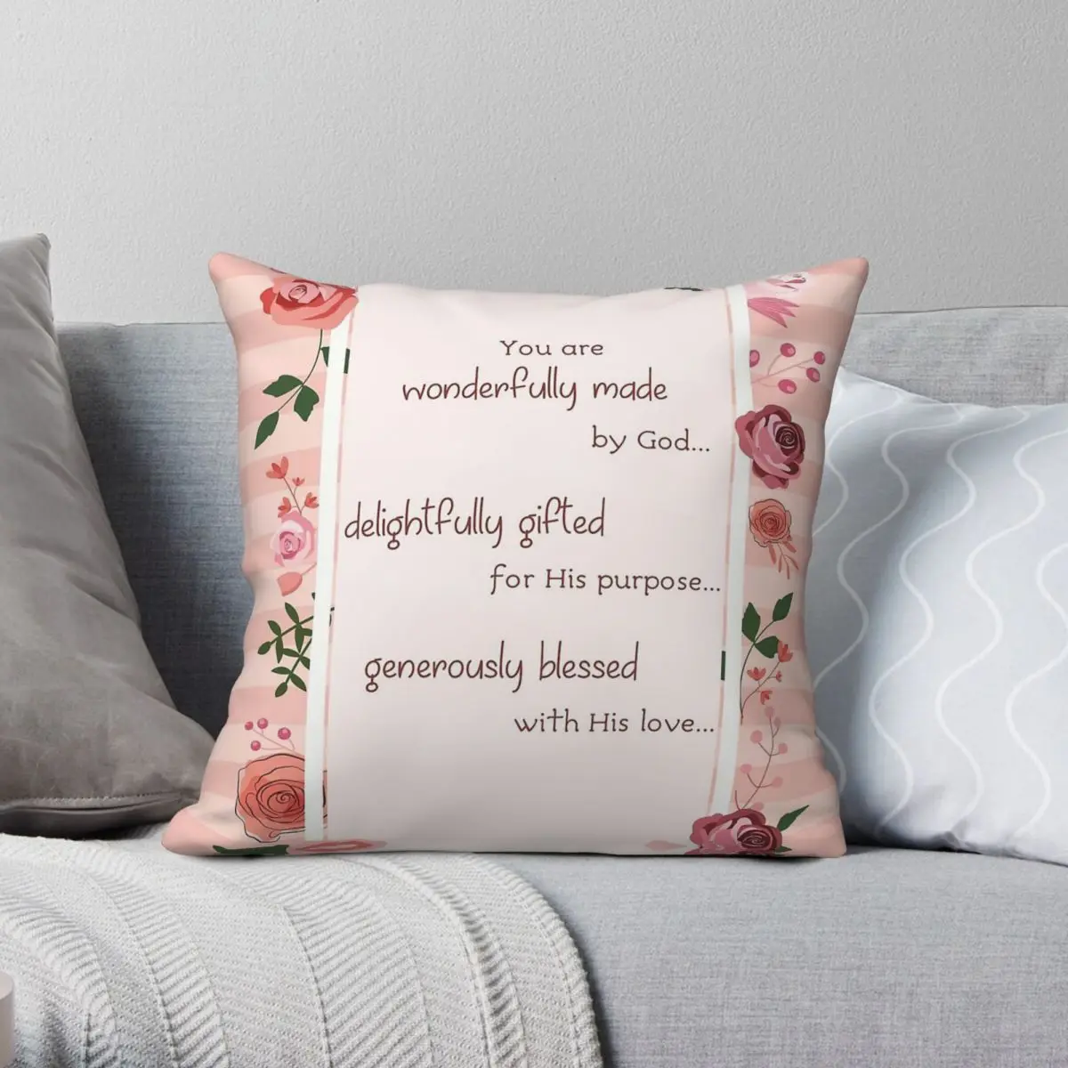 Bible Verse CHristian Quote Square Pillowcase Polyester Linen Velvet Pattern Zip Decor Throw Pillow Case Sofa Cushion Cover