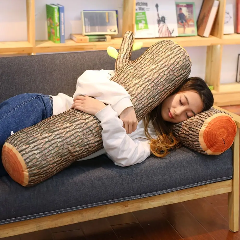 Funny 3D Tree Trunk Cushion Natural Wood Design Decorative Round Chair Cushion Soft Cylinder Shape Log Cushion Home Decor