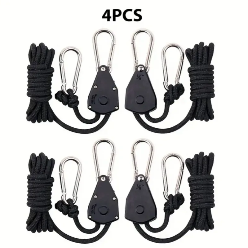 Ağır Hizmet Tipi Ayarlanabilir Halat Askı, Cırcır, Yük Taşıyan, 6.56ft Uzun - Bitkiler için Kolay Asılı, Işıklar, 4 Adet, 8 Adet, 132 lbs