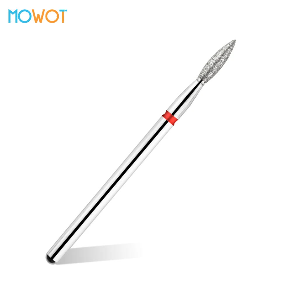 MOWOT Flame Diamond Nail Drill Bits 3/32" Rotary Manicure Milling Cutters Electric Cuticle Clean Burr Nail Files Accessory Tools