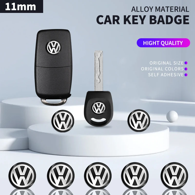 11 مللي متر سيارة معدنية مفتاح بعيد ملصق الألومنيوم شعار الديكور ملصق مائي ل Volkswagen CC لافيدا العلبة شيروكو B5 B6 MK5 MK6 MK7 #1