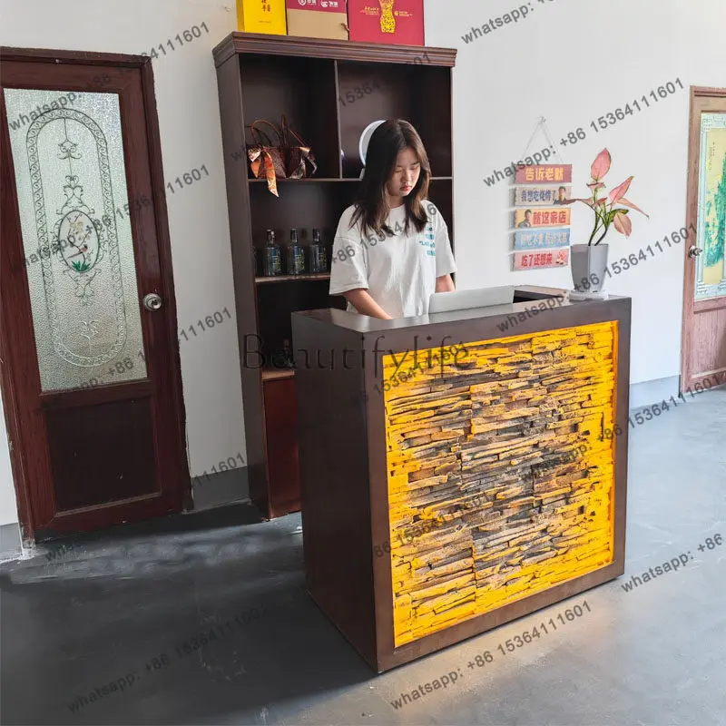 Retro cashier bar counter wine cabinet combination restaurant reception desk