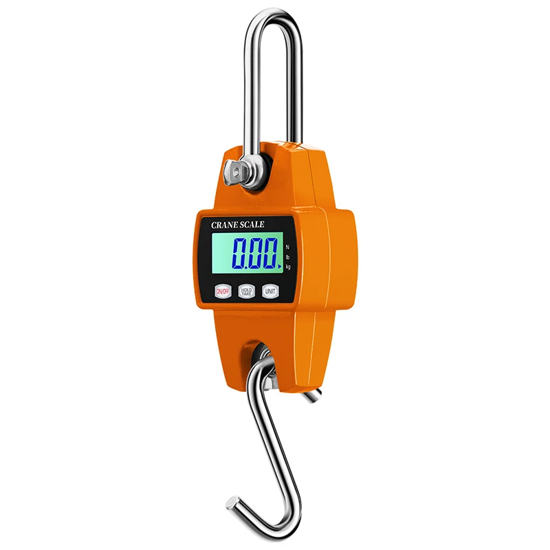 300kg Precision LCD Crane Scale Portable Electronic Stainless Steel Hook Hanging Scales Digital Industrial Health Weight Kg/Lb/N