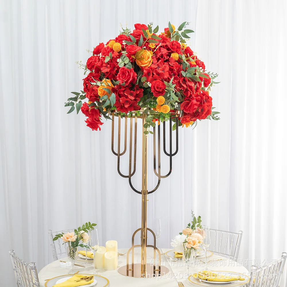 Electroplated gold flower stand wedding decoration ornament main table flower ornament hotel supplies foreign trade volume is sm
