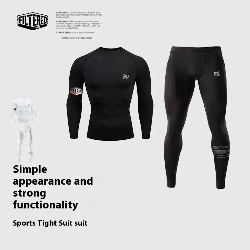 Filtered Tights Suit Sports Quick-Drying Suit Long Sleeves Leggings Fitness Running Compression Pants Jiu-Jitsu Abrasion Suit