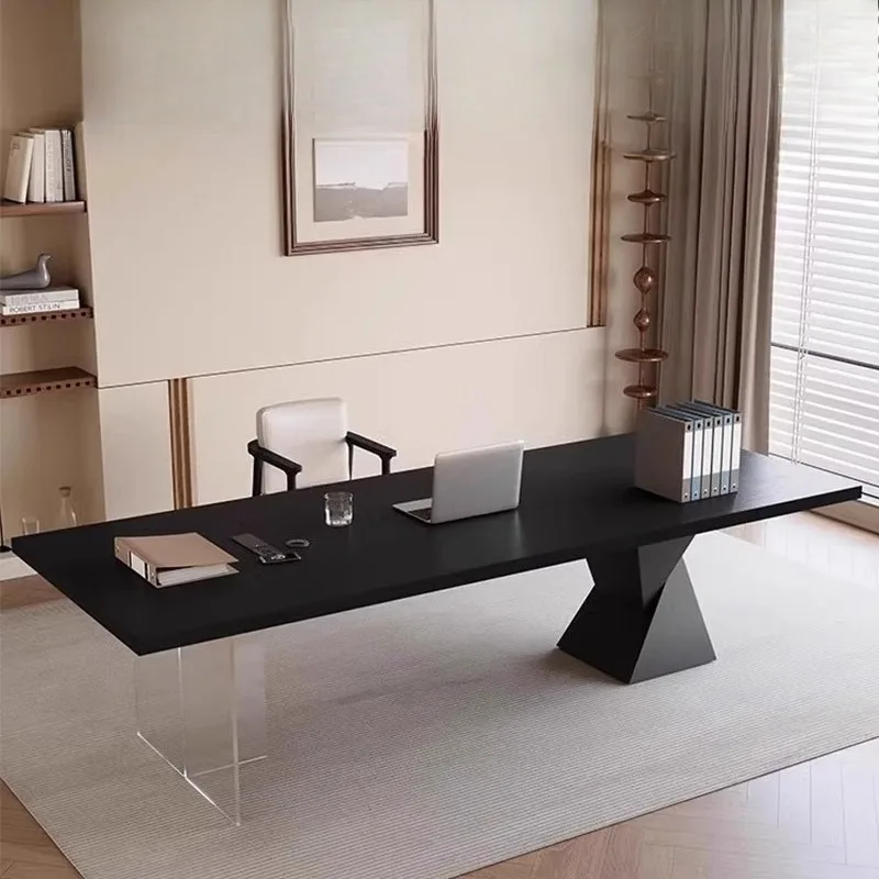 Solid wood desk Italian minimalist dining table Home living room desk Worktable Boss computer table