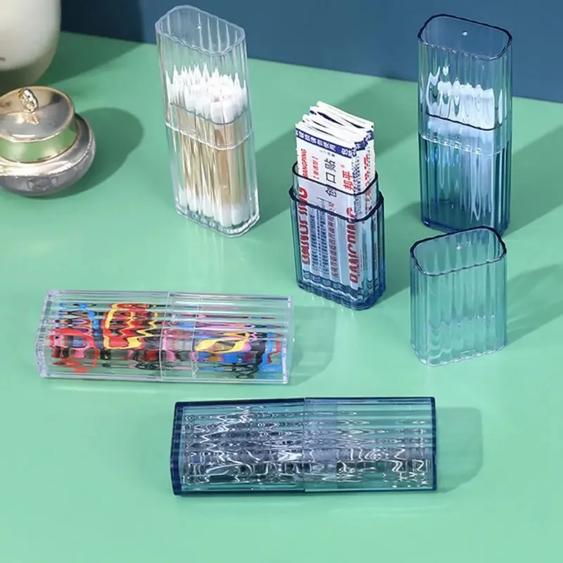 Bathroom Travel Clear Organizer Dust-proof Toothpick Container Q-tip Holder Cotton Balls Dispenser Box Swab Canisters