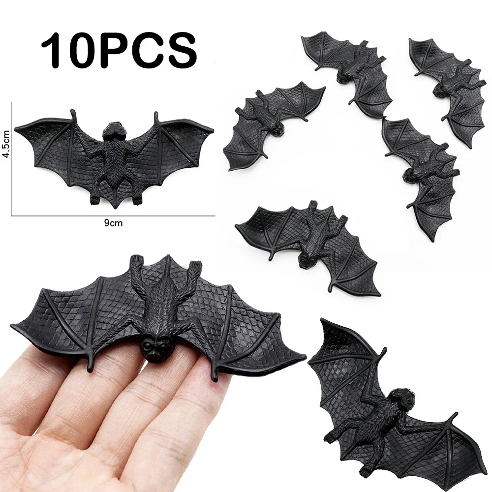 

HOT SALE 10PCS Halloween Simulation Bat Model Black Realistic Fake Bat Trick Prank Novelty Joke Toy Halloween Party Decoration