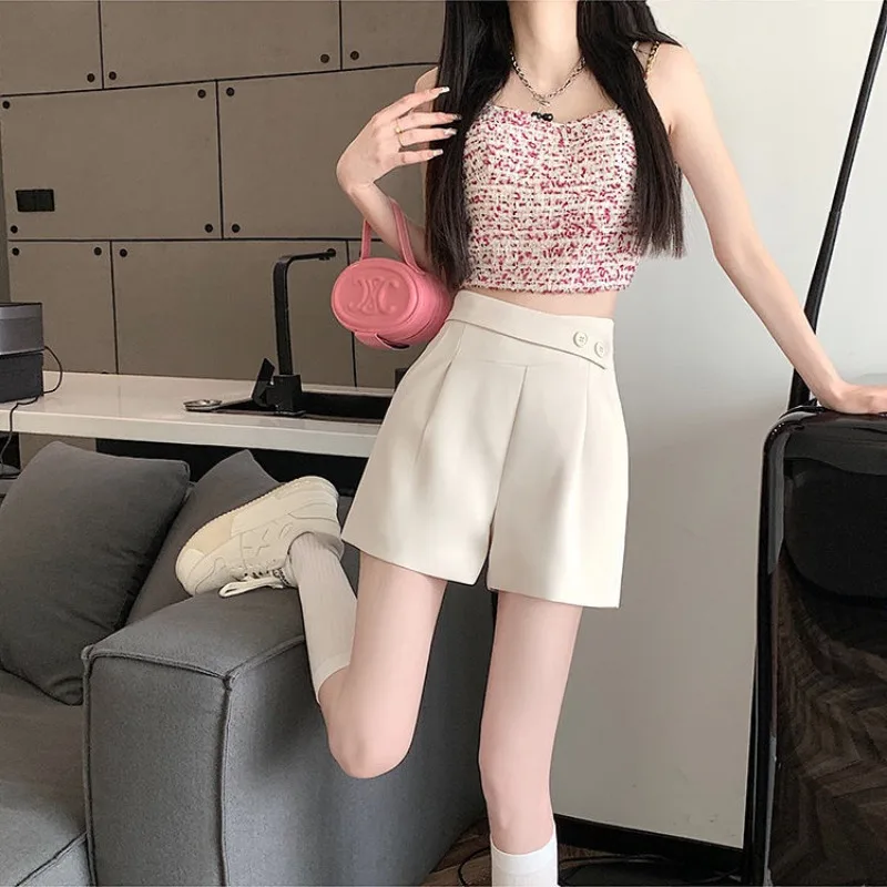 Shorts femmes été tempérament Harajuku bureau dame solide Simple élégant tout-match Baggy décontracté Mujer populaire confortable Chic