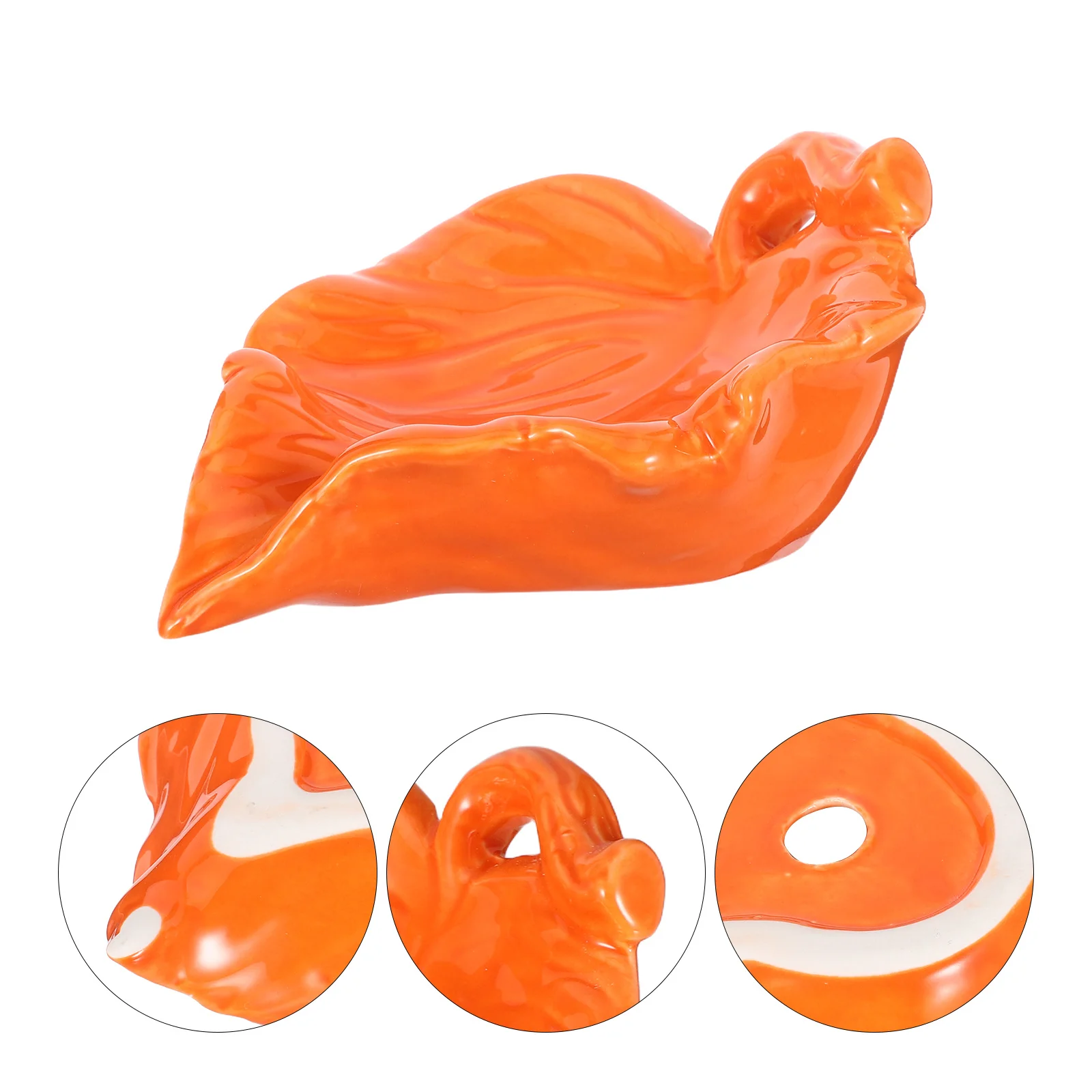 

Creative Soap Dish Leaf Shaped Ceramic Soap Tray with Spout for Efficient Drainage Orange Modern Vanity Organizer for Bathroom