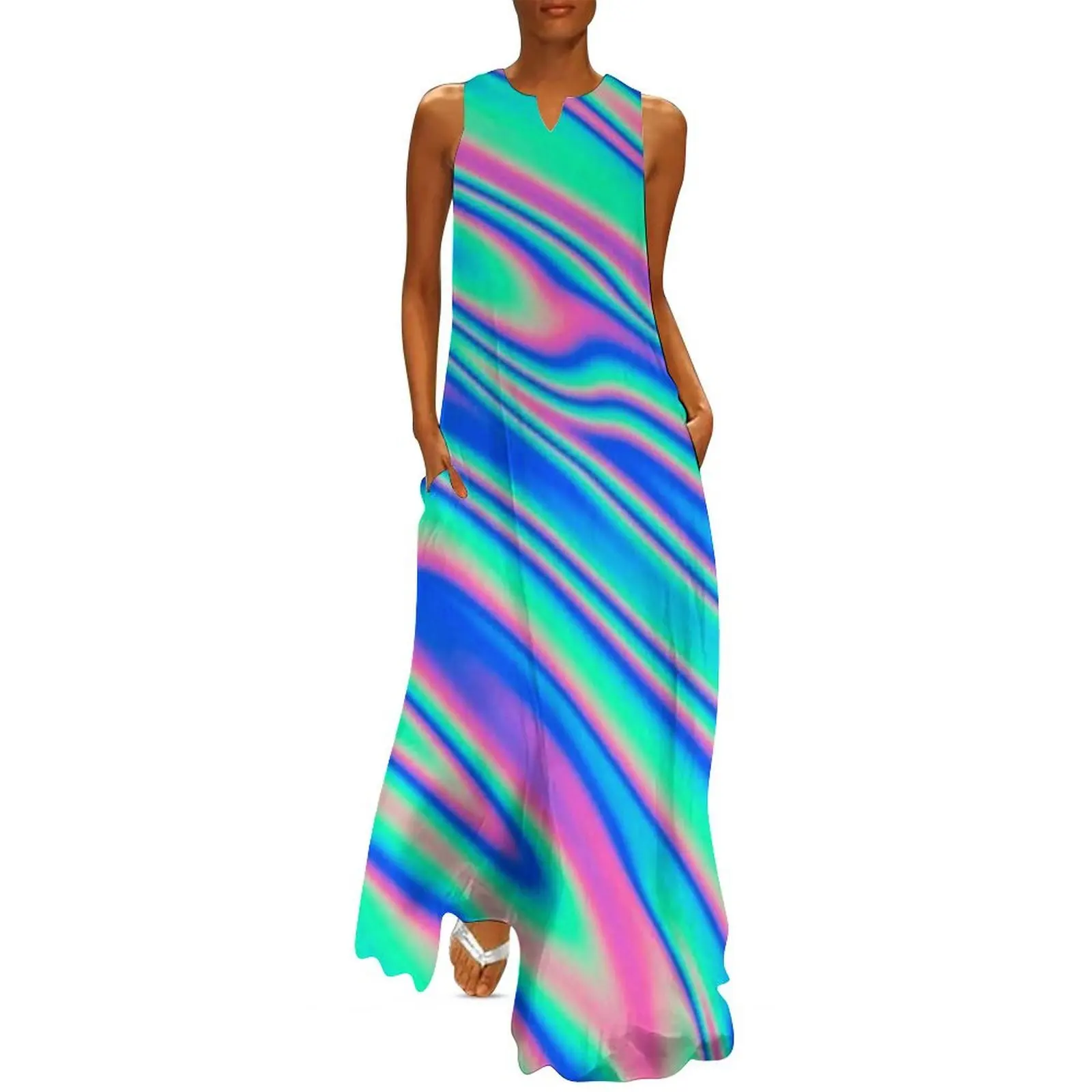 

Holographic hologram Long Dress women party dresses Clothing wedding dresses for parties Female clothing