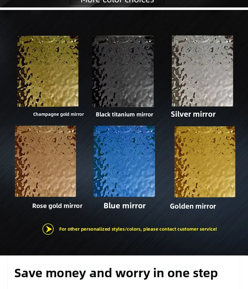 Stainless steel silver mirror water ripple board decoration rectangular arc customized black