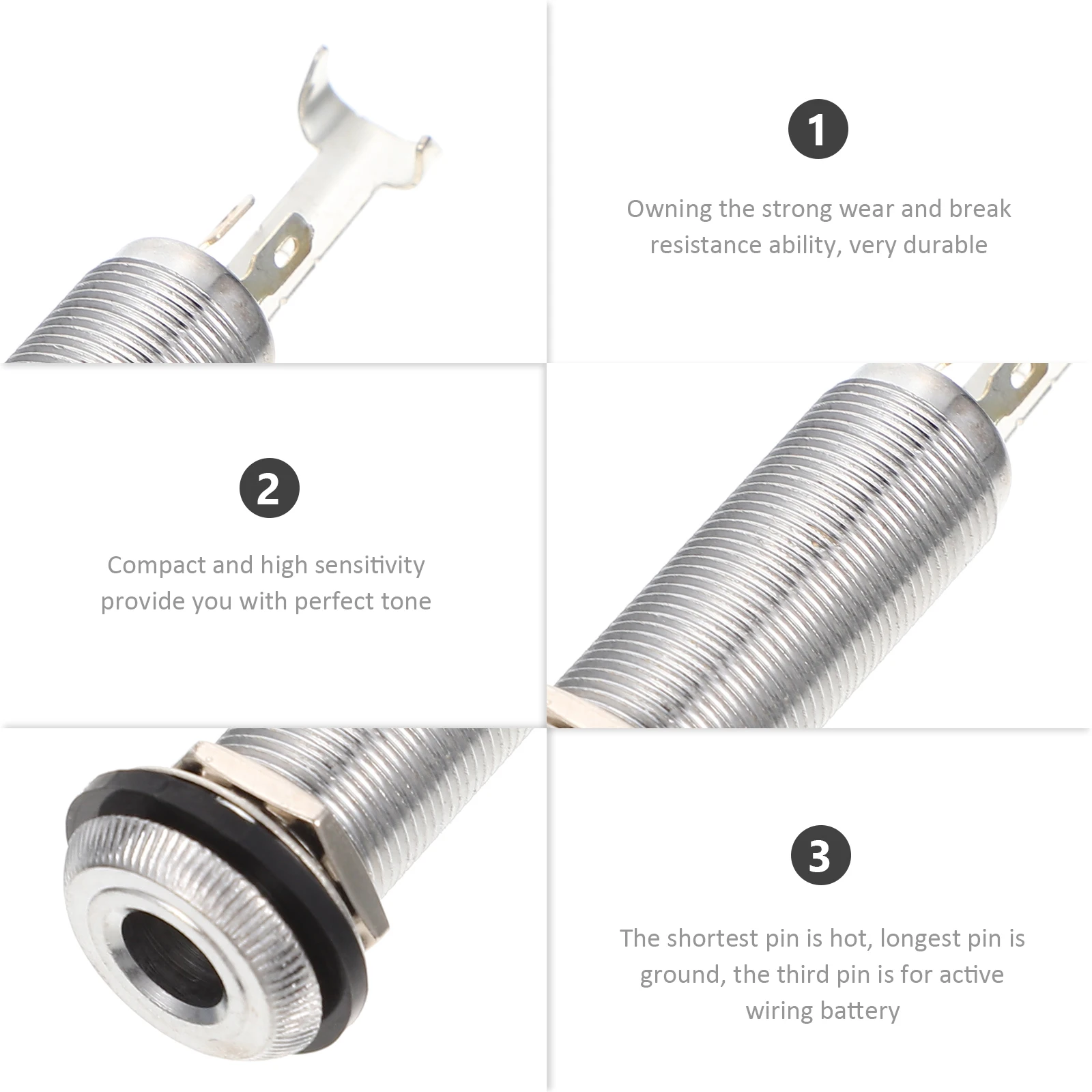 

Electric Guitar Bass Barrel Jack Cylinder Output Socket Plug High Sensitivity Durable Replacement For Electric Bass Acoustic