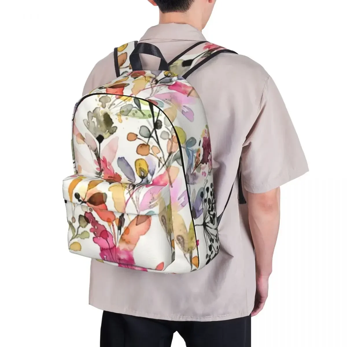 Acuarela de flores y plantas salvajes, mochila con estampado botánico de naturaleza salvaje, bolsa escolar para estudiantes, mochila para portátil, mochila de viaje