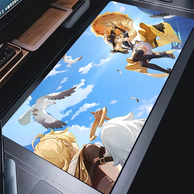 Alas Mouse Gamer Notebook Komputer Besar G-genshin Impact Navia Pc Alas Mouse Karpet Aksesori Gaming Alas Meja Keyboard Senior