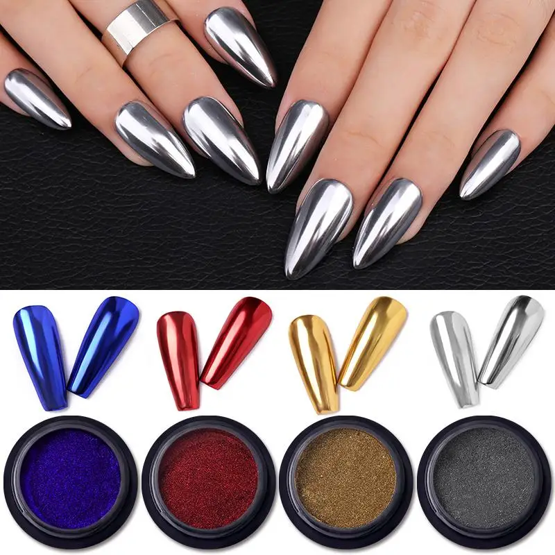 5 Boxen/Set Metallic Glitter Schillerndes Nagelpulver Glitzerstaub Funkelnde Flocken Pigment DIY Glanz Nail Art Supplies Dekor