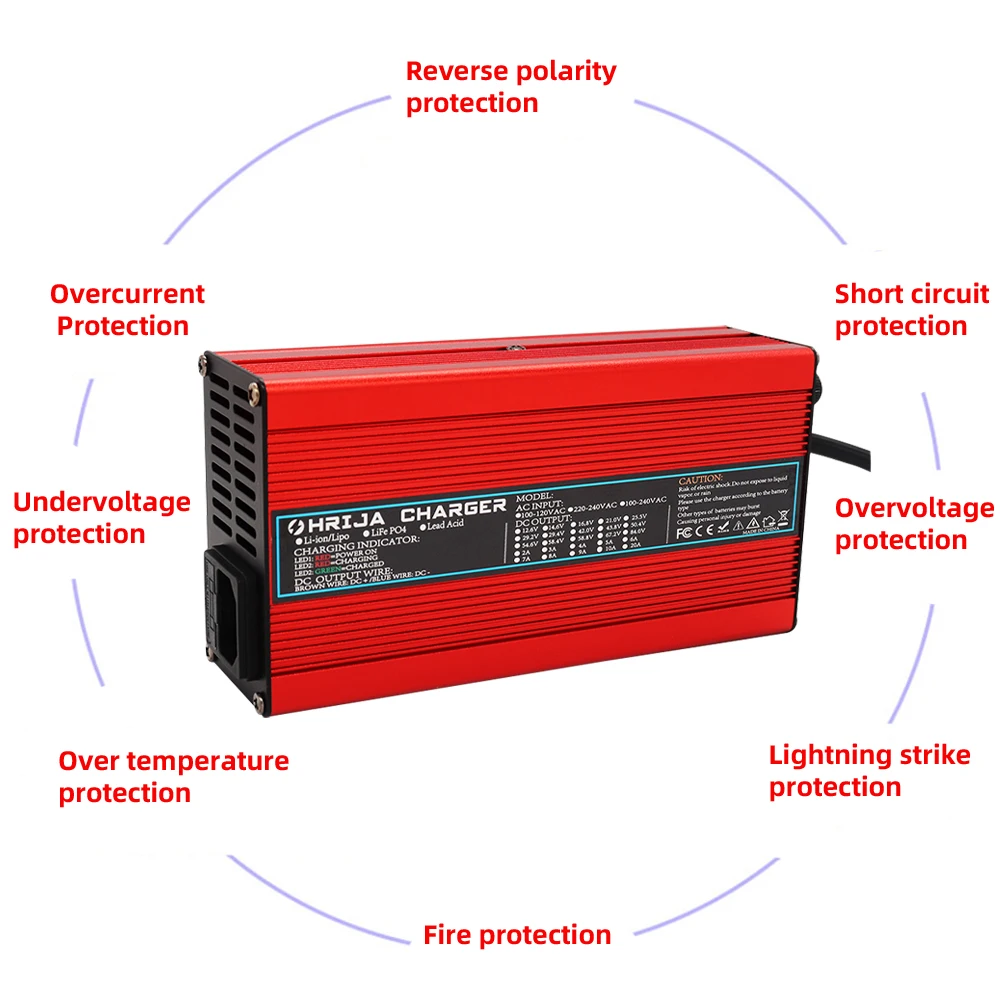 58.4V 8A  Charger Smart Aluminum Case Is Suitable For 16S 51.2V  Outdoor LiFePO4 Battery  Safe And Stable OHRIJA