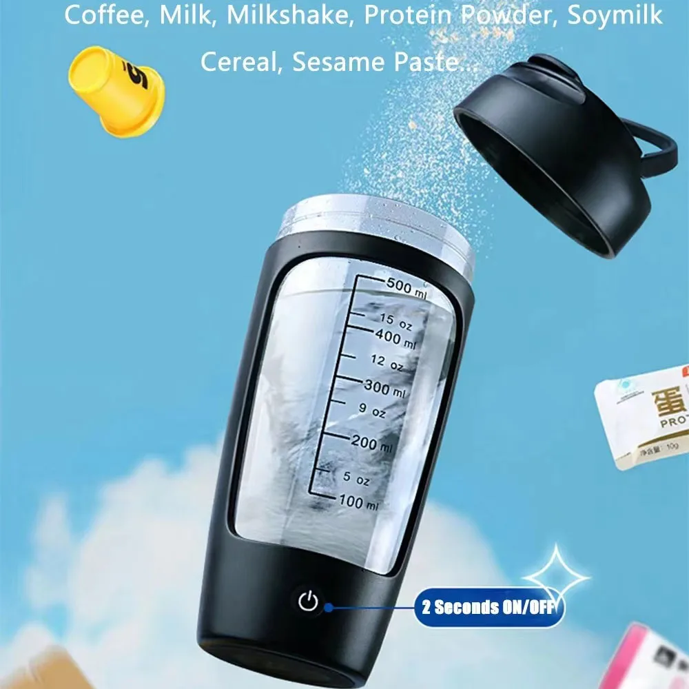 Electric Protein Shaker Bottle Portable 1200mAh Rechargeable Blender Cup Automatic Self Stirring Mug 650ml Mixing Cups  Fitness