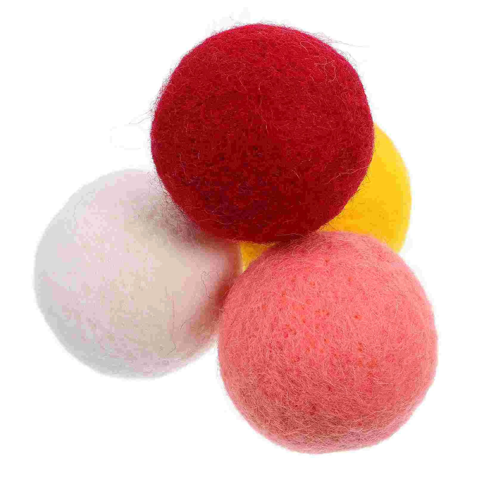 

4 Pcs Wool Felt Ball Dog Puppy Toy Vocalize Stuffed Exercising Teething Plush Biting