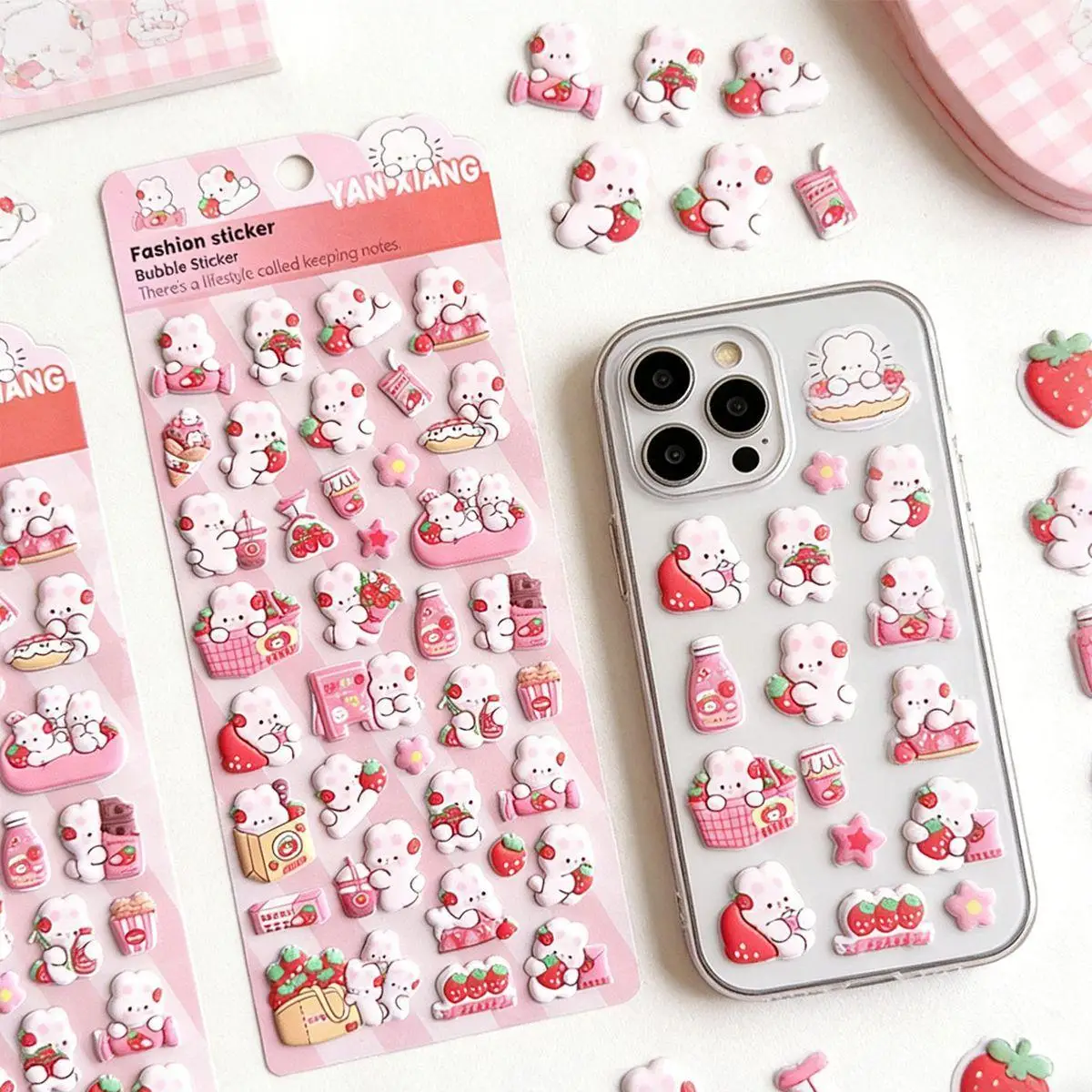 4 Sheets Rabbit Cartoon Physical Stickers | Cute Style Planner Decoration Stickers For Mobile Phone Decoration/Diy/Handbook