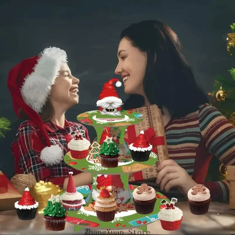Weihnachtsdessertständer mit Weihnachtscharakter-Kunst für süße Tische 3XUF – Detail 9