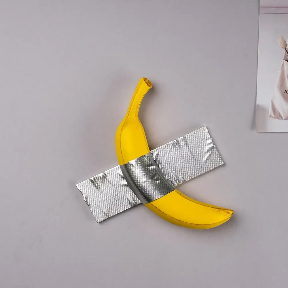 Resin Tape Banana Sculpture Wall Decoration Contemporary Art Modern Living Room Home Interior Decor
