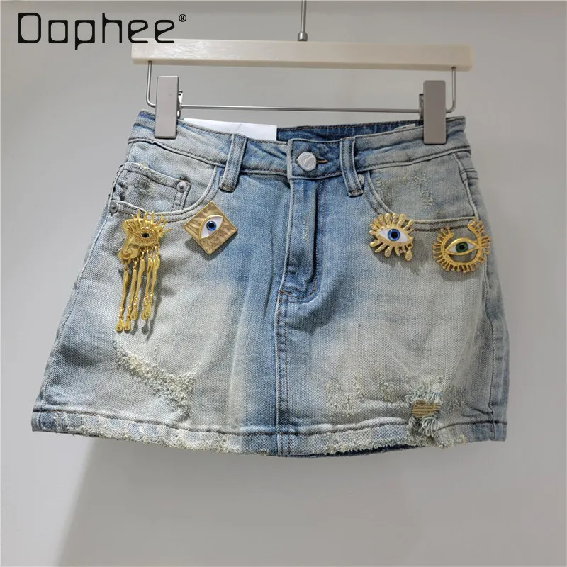

Spice Girl Short Skirt Sexy Denim Shorts Women's Elastic Skinny American Retro Spice Girl Skinny Tide Korean Fashion Clothing