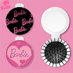 MINISO Creative Barbie New Style Fashion Personalized Cartoon Compact and Portable Two-in-One Air Bag Massage Dressing Mirror