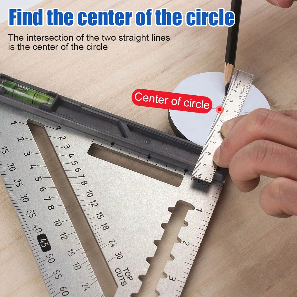 7 INCH Triangle Ruler Aluminum Alloy Angle Protractor Speed Metric Square Measuring Tool Metric Angle Protractor Woodworking
