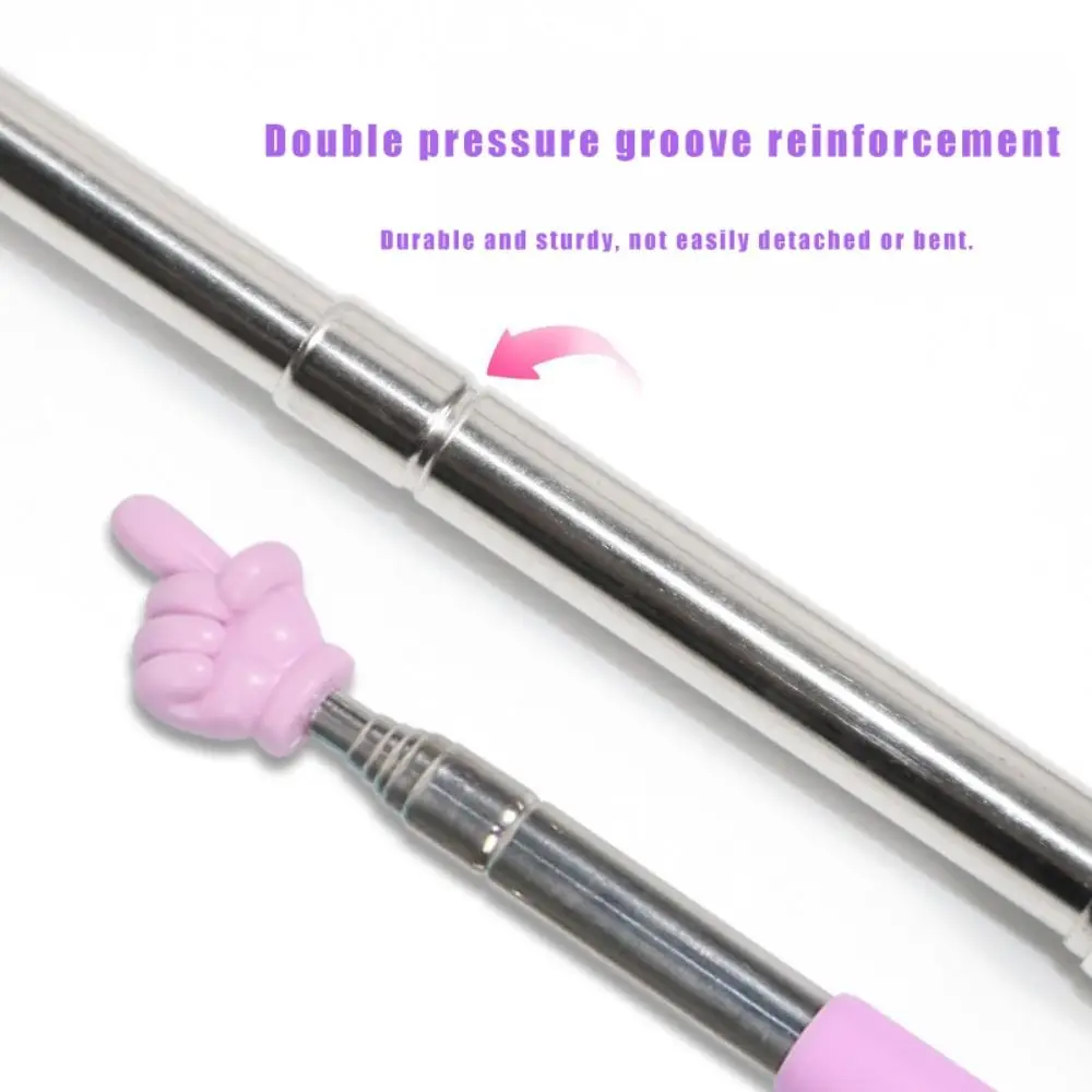 Stainless Steel Teaching Pointer Telescopic Rod with Hanging Rope Finger Reading Sticks Finger Design 88CM Teaching Stick