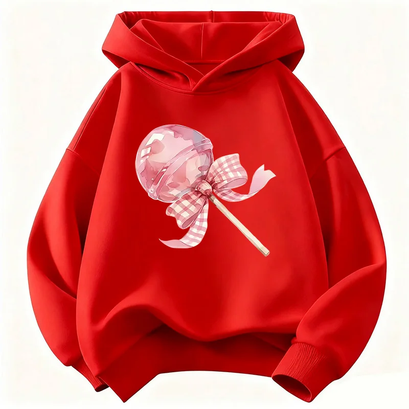 Lollipop of Love Design Kapuzenpullover für Kinder, niedlicher Y2k-Kapuzenpullover für Jungen und Mädchen, Herbst, Frühling, lässige Kapuzenpullover