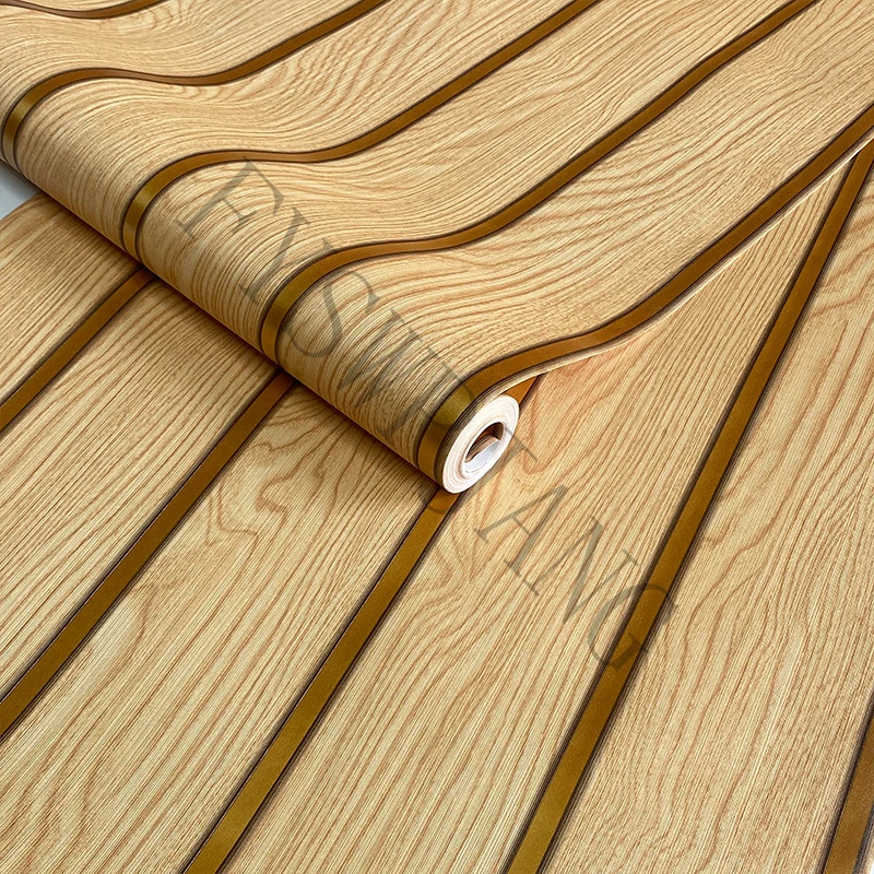 3D Vertical Stripe Realistic Wood Grain Pvc Wallpaper For Bedroom Living Room Study Tea Room Tv Background Wall Decor