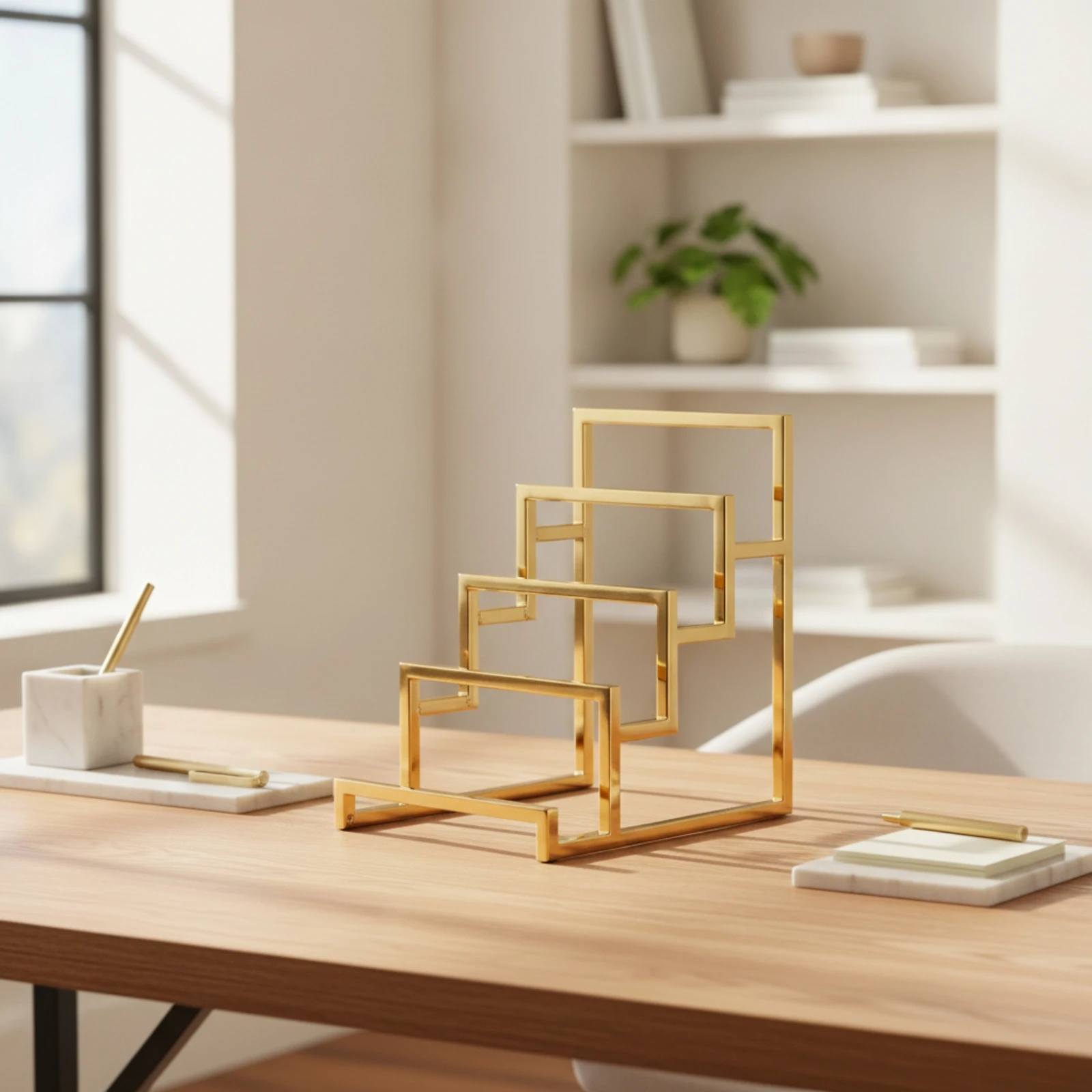 Stepped Display Rack Four-Tier Wallet Display Stand Organizer Metal Open-Frame for Retailers, Boutique, Closet