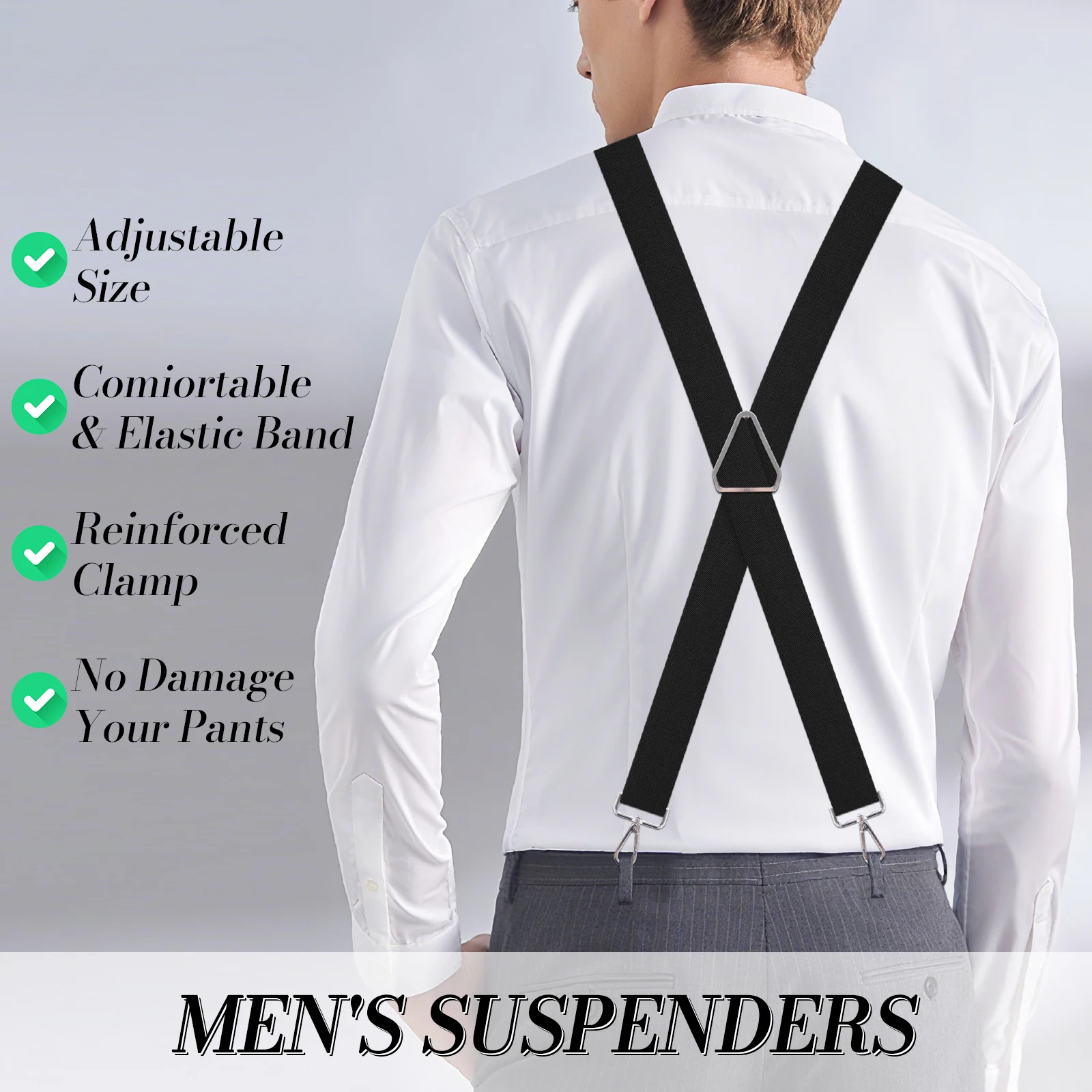 الحمالات للرجال الثقيلة X-الظهر الرجال الحمالات 4 السنانير للجينز مطاطا قابل للتعديل العمل الحمالات