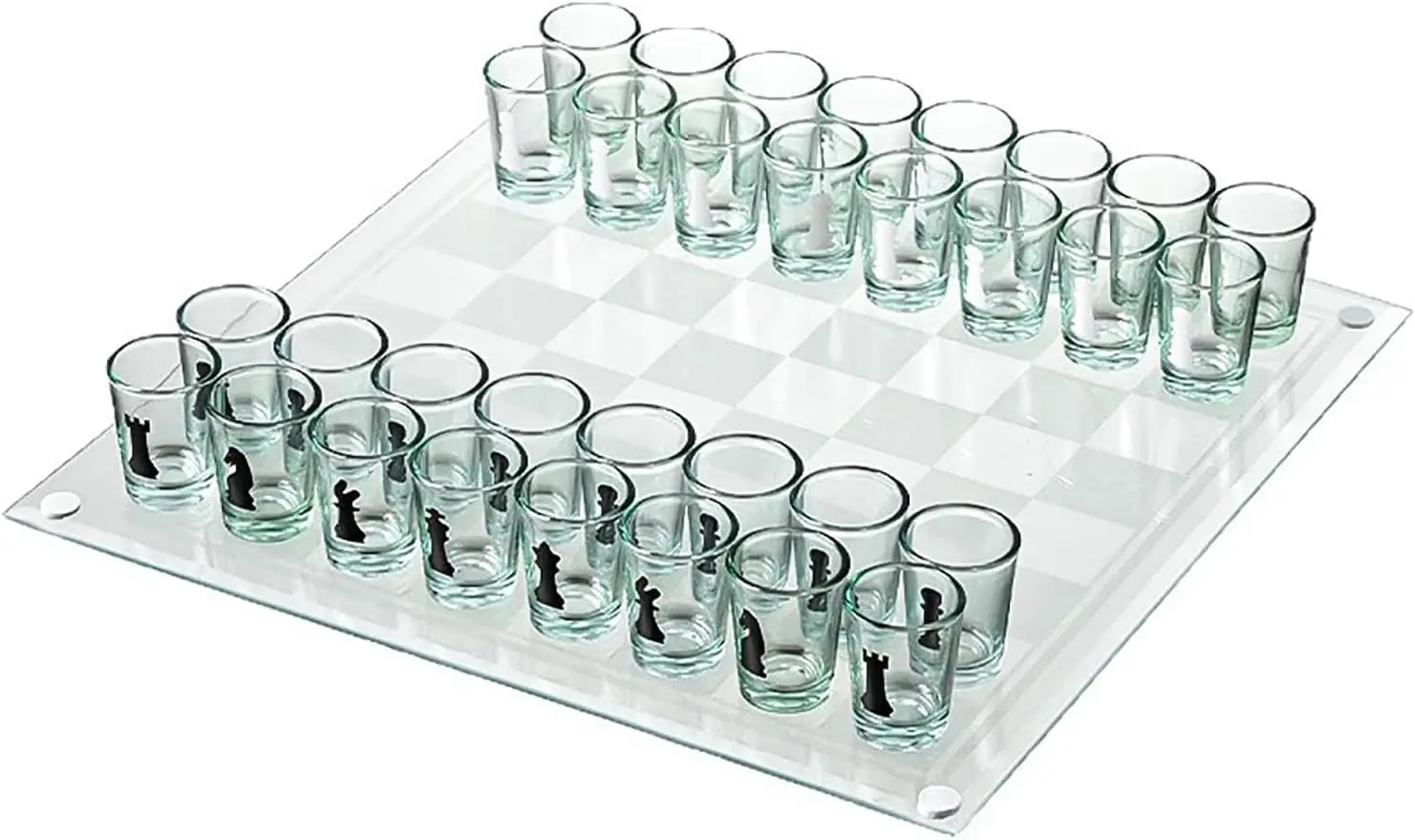 

Shot Glass Chess Set – 32 Mini 1.89' Pieces, Fun Drinking Game for Adults, Party Gift