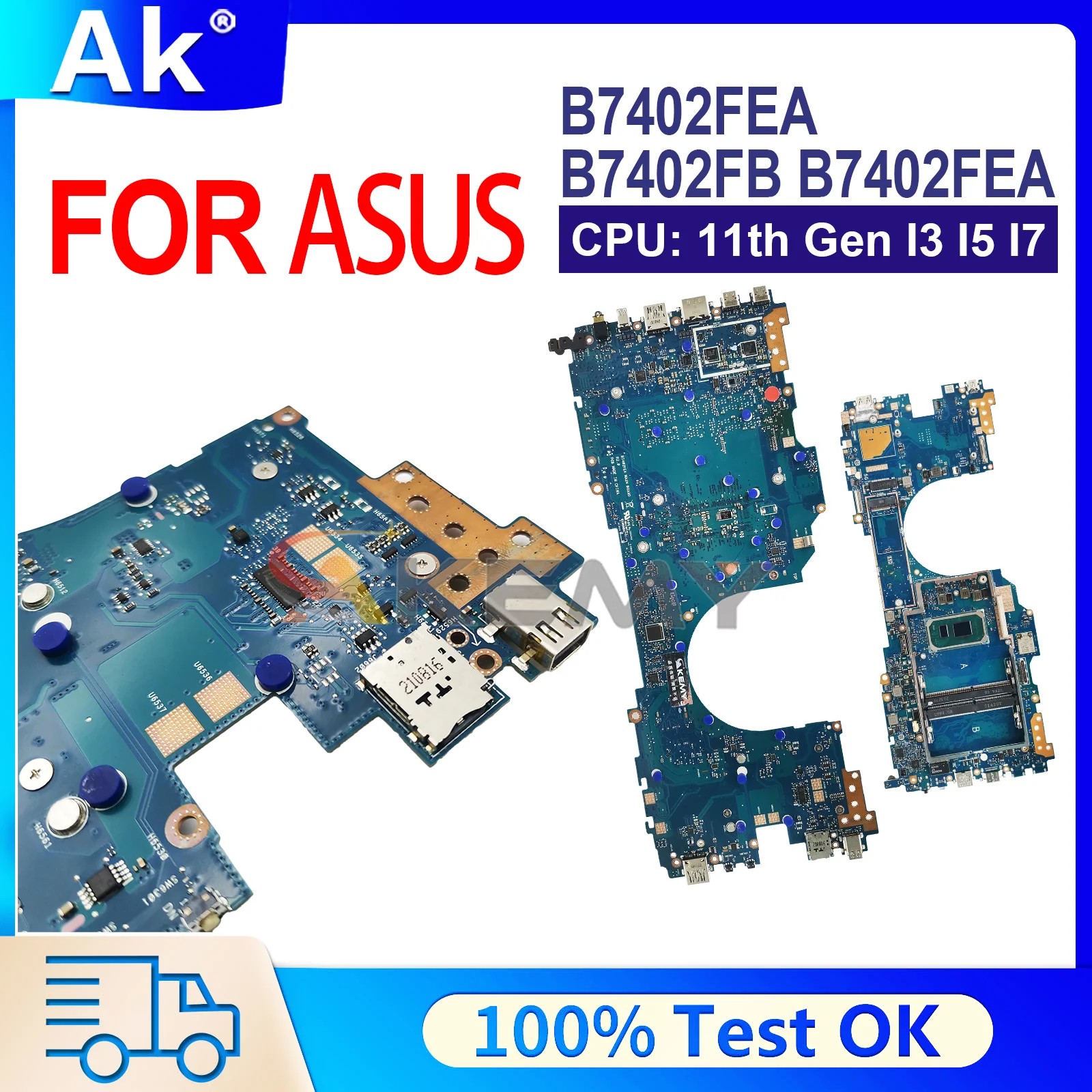 

Материнская плата B7402FEA для ноутбука ASUS ExpertBook B7402FB 7402FBA B7402FEA с процессорами 11-го поколения I3, I5, I7, 100% протестирована, исправна.
