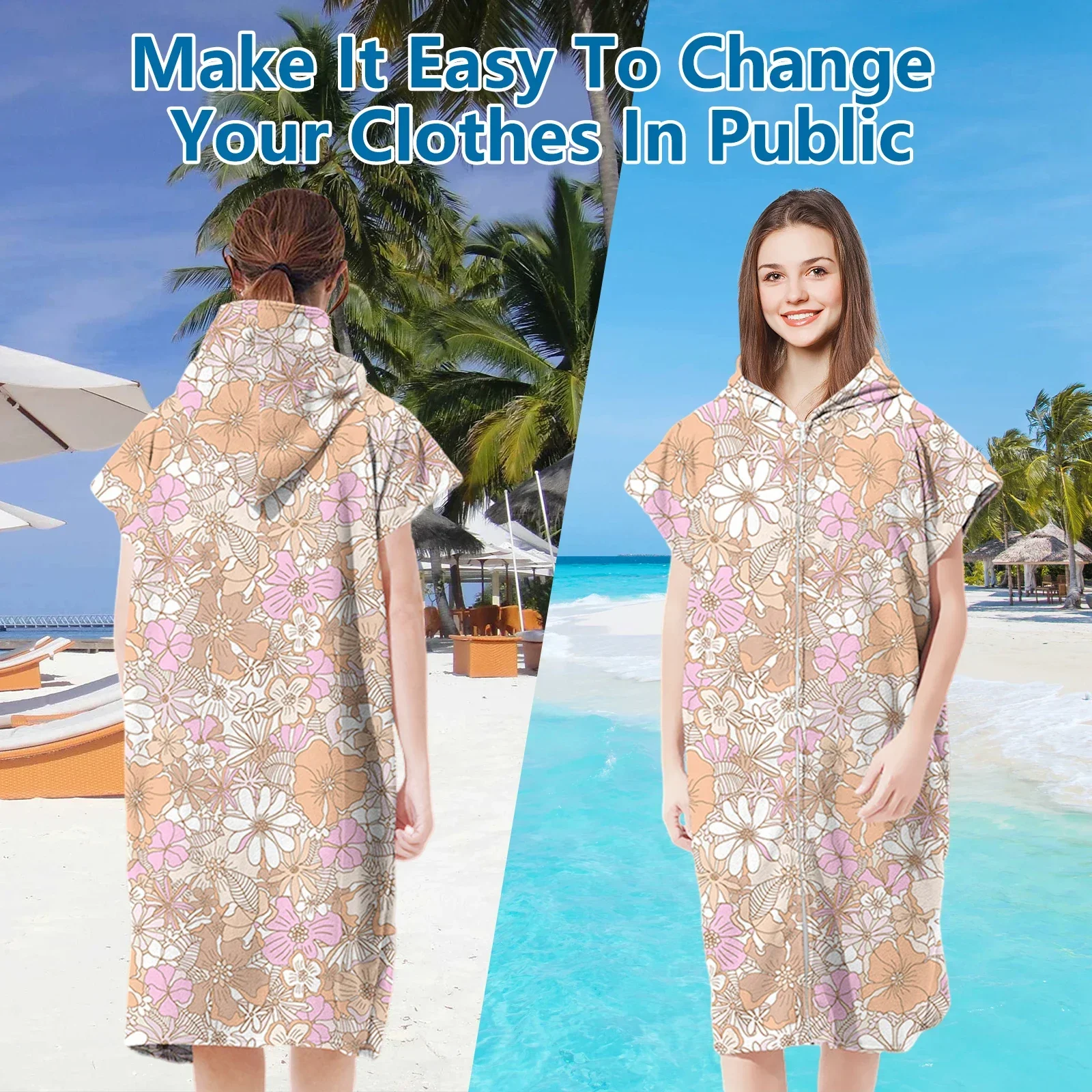 Towel Poncho Robe Hooded Poncho Changing Robe Highly Absorbent Soft Surf Poncho Changing Towel For Surfing Swimming Wetsuit