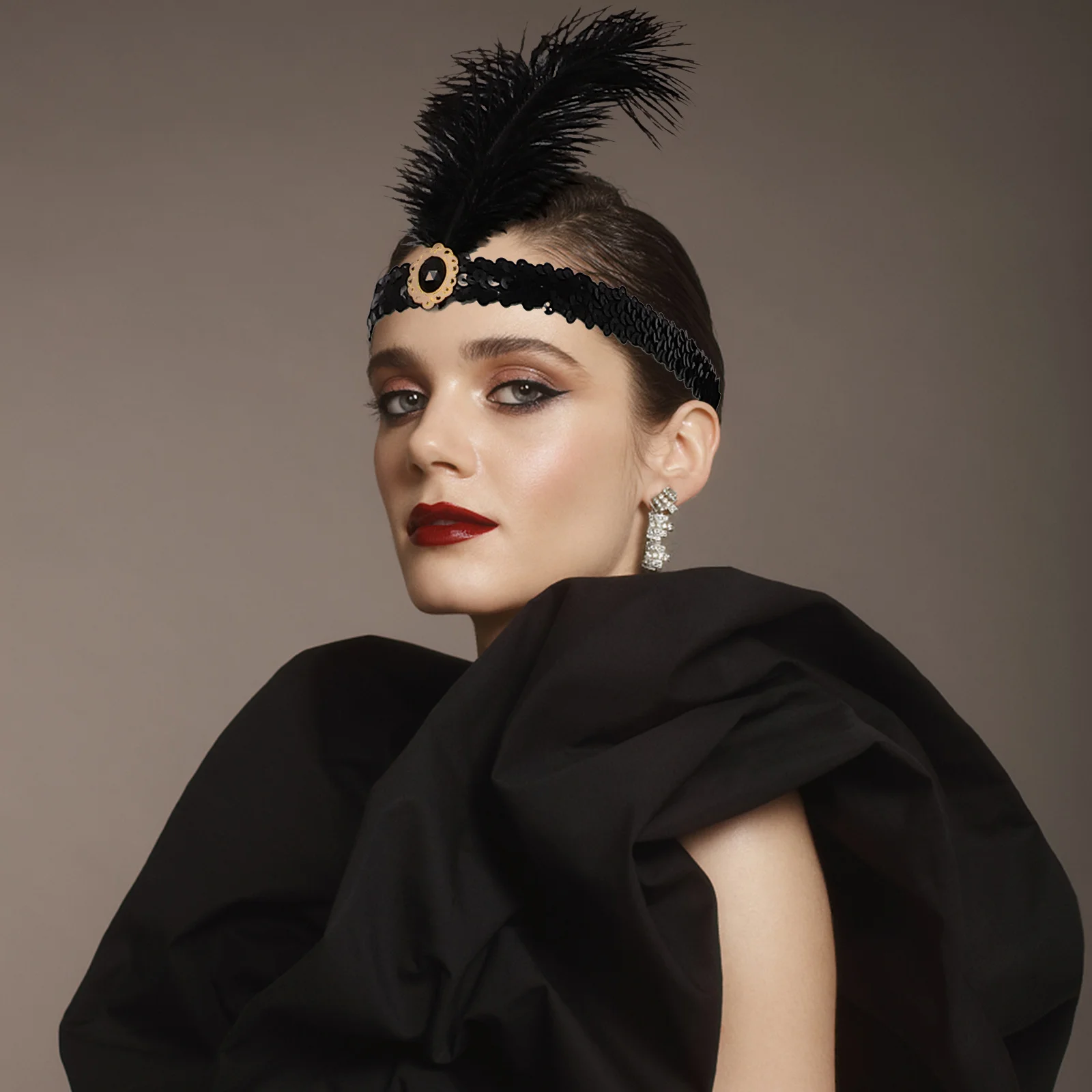 

1 Set Rhinestone Flapper Headband 1920S Accessories For Women Vintage Party Costume Set Gloves Necklace Scarf Cigarette Holder