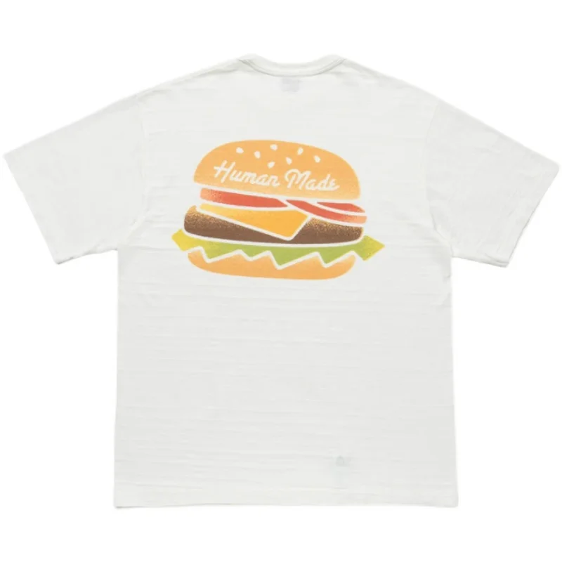 Camiseta holgada ex redonda Ne ort Sve con patrón de hamburguesa, Top informal de verano para hombres y mujeres
