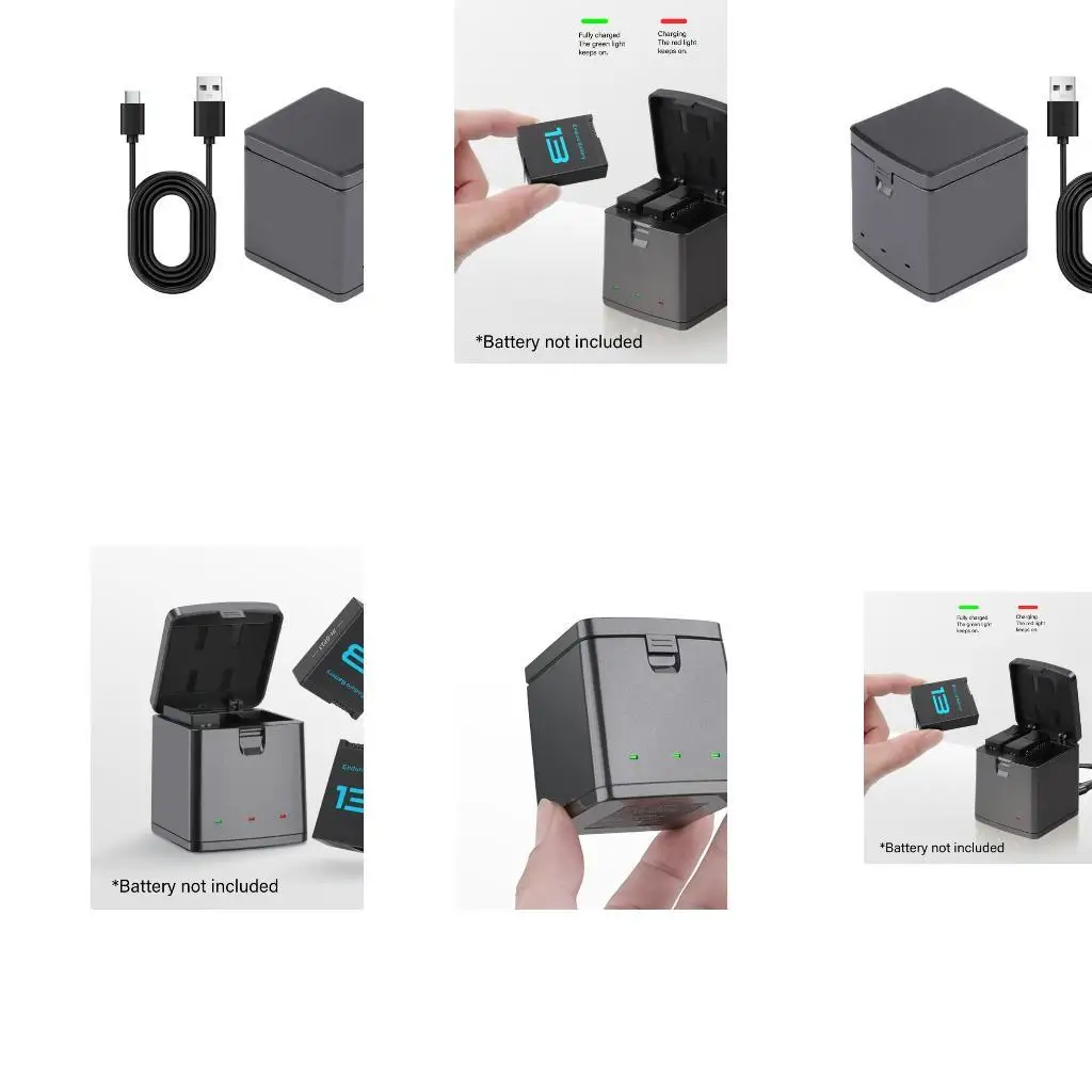 Y1UB obudowa ładowania dla kamery akcji 13 Czarne cechy potrójne szczeliny i portu typu C wiele ładowarki akumulatorów