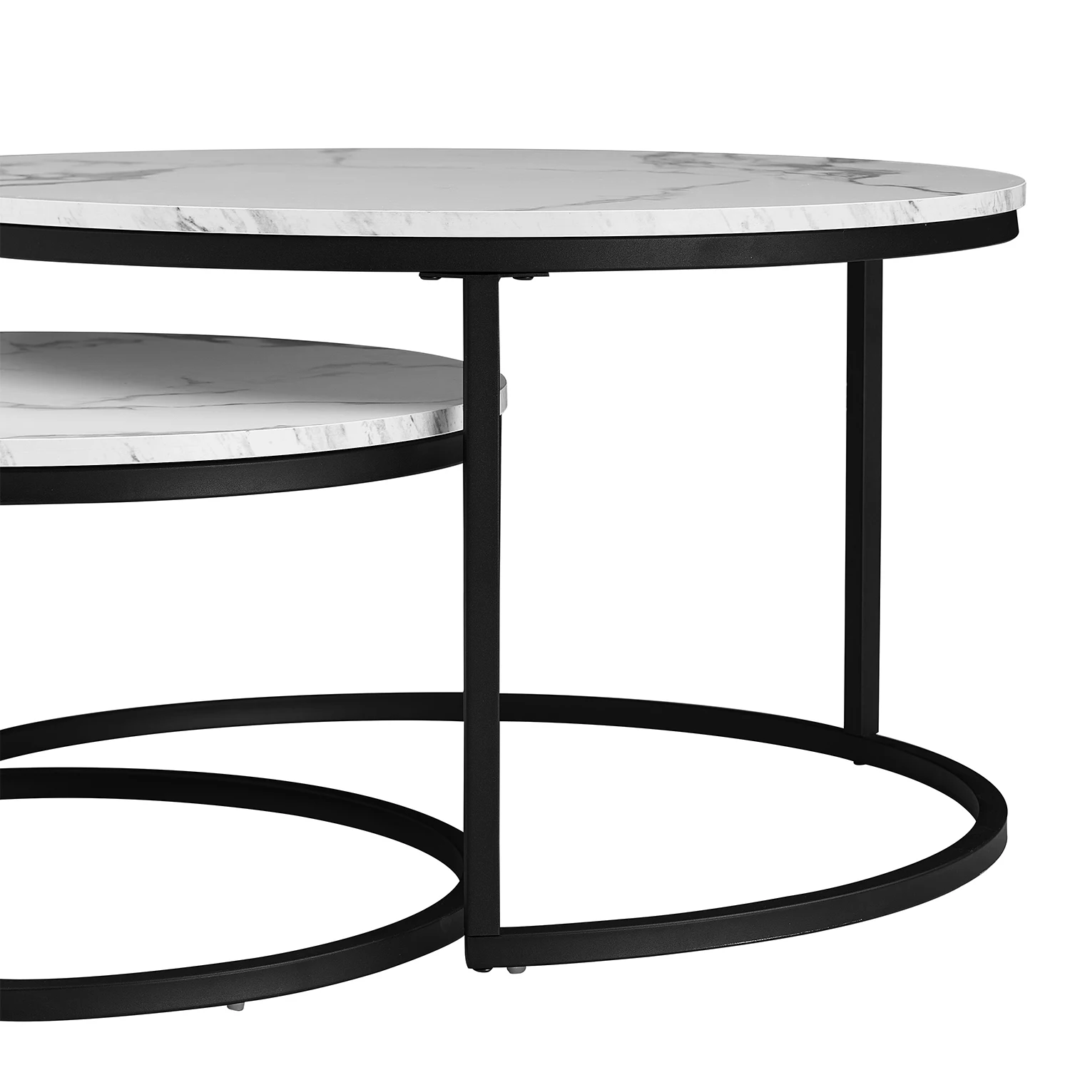EGOONM Weißer Marmor runder Teeschreibtisch Beistelltisch in Wohnzimmermöbel Couchtisch Holzkombination Home Metallhalterung – Detail 12
