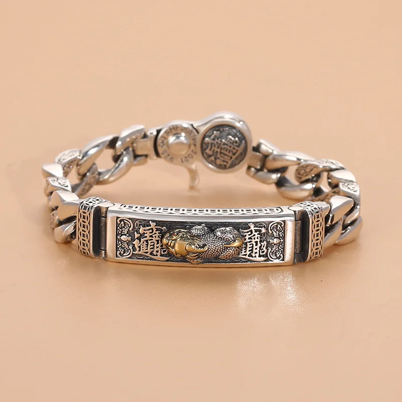 

National fashion new Jinbao heavy industry solid bracelet S925 sterling silver men's hand jewelry