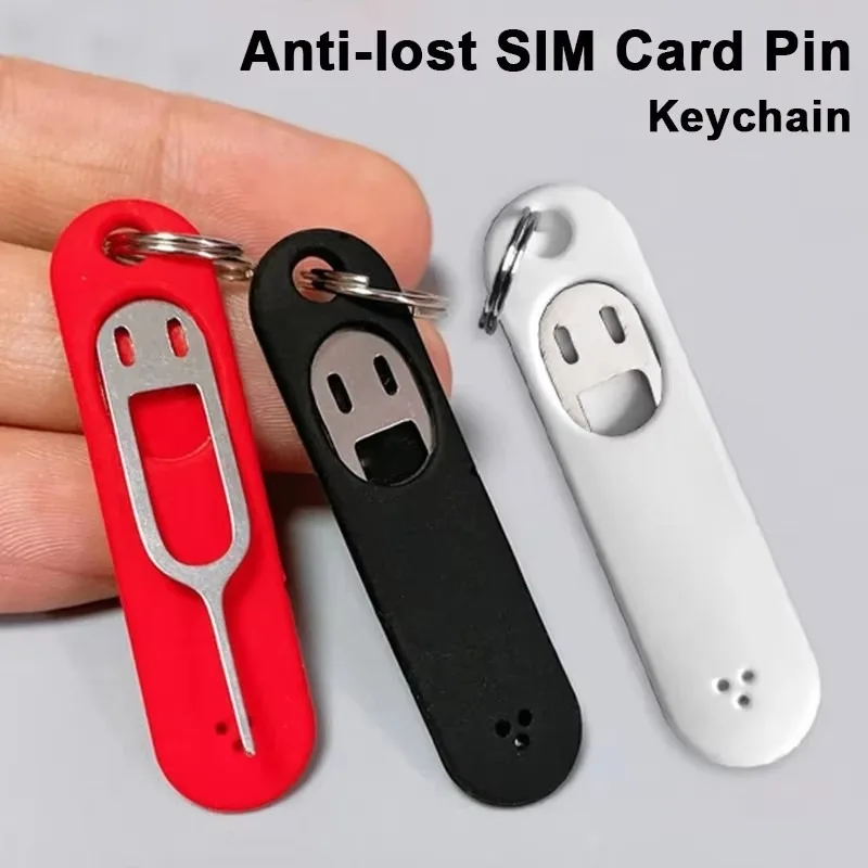 Anti-Lost Sim Card Eject Pin Needle with Storage Case Universal Mobile Phone Steel Ejector Pin SIM Card Tray Opener Keyring