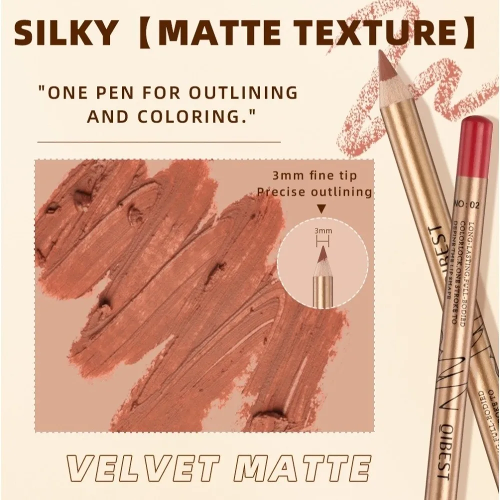 New 12 Colors Lip Pencils Long Lasting Non-stick Matte Lip Liner Waterproof Smudge-Proof Lip Liner Makeup Pen Makeup Set